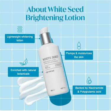 The Face Shop White Seed Brightening Face Lotion with Niacinamide & Vitamin B | For Dark Spots, Dullness & Acne Scars| Suitable for Normal, Oily, Dry, Combination Skin | Sulphate & Paraben Free, 145ml
